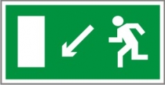E08. Направление к эвакуационному выходу налево вниз