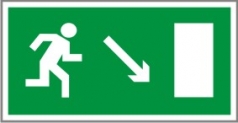 E07. Направление к эвакуационному выходу направо вниз